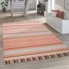 Paco Home Tapis De Salon, Tissage Plat Tissé À La Main Design Ethnique, Rouge ... -Magasin Joss & Main teppich fransen streifen wohnzimmer orange 1