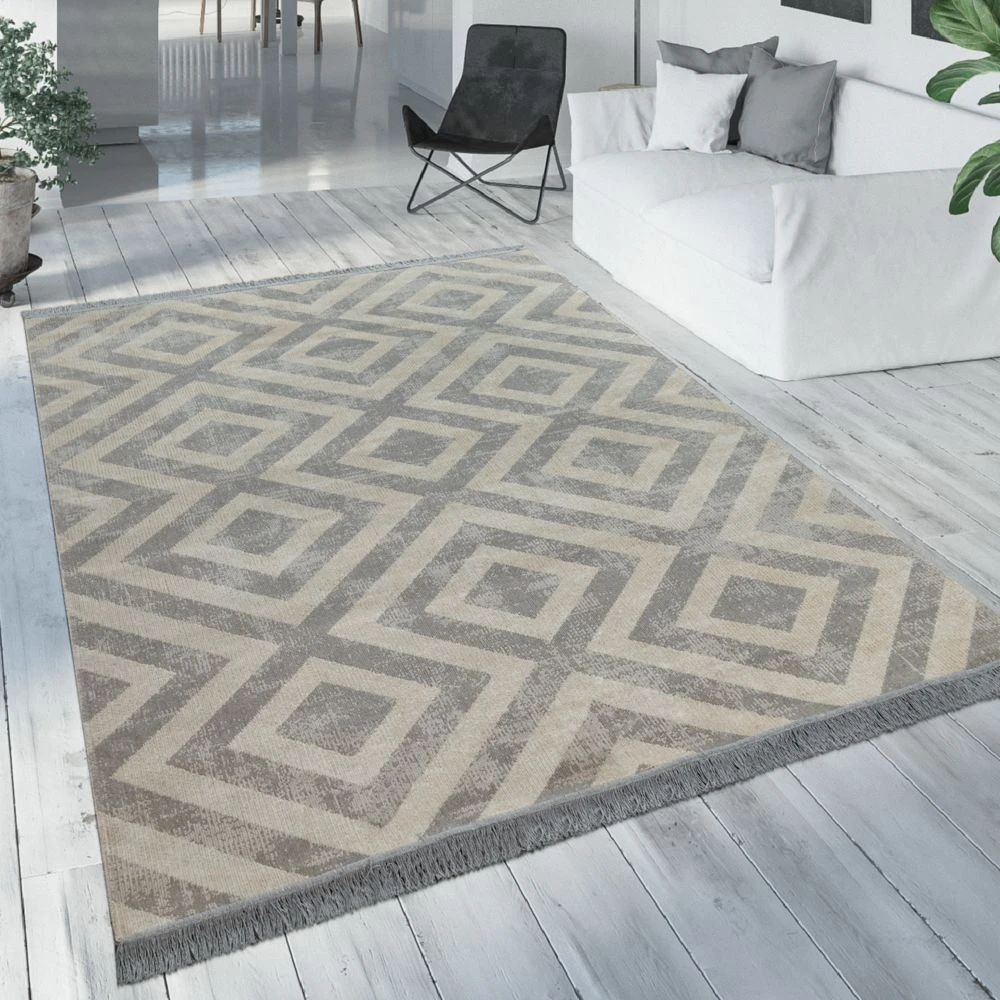 Paco Home Tapis Scandinave Gris Balcon Terrasse Extérieur Motif Losanges Résis... 3 Paco Home Tapis Scandinave Gris Balcon Terrasse Extérieur Motif Losanges Résis...