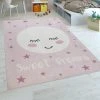 Paco Home Tapis Enfant Chambre Enfant Filles Lavable Étoiles Mignon Lune Inscri... -Magasin Joss & Main teppich motiv mond einfarbig pink pflegeleicht wasc