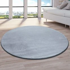 Paco Home Tapis Shaggy Fausse Fourrure Salon Shaggy Moelleux Monochrome, Moderne... -Magasin Joss & Main teppich wohnzimmer flauschig tuerkis rund 1