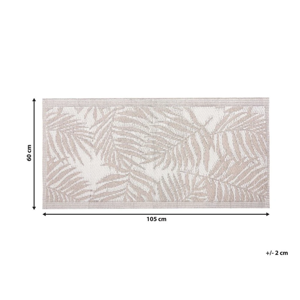 Beliani Tapis Extérieur Beige Au Motif Feuilles De Palmier 60 X 105 C... 4 Beliani Tapis Extérieur Beige Au Motif Feuilles De Palmier 60 X 105 C... – Image 2