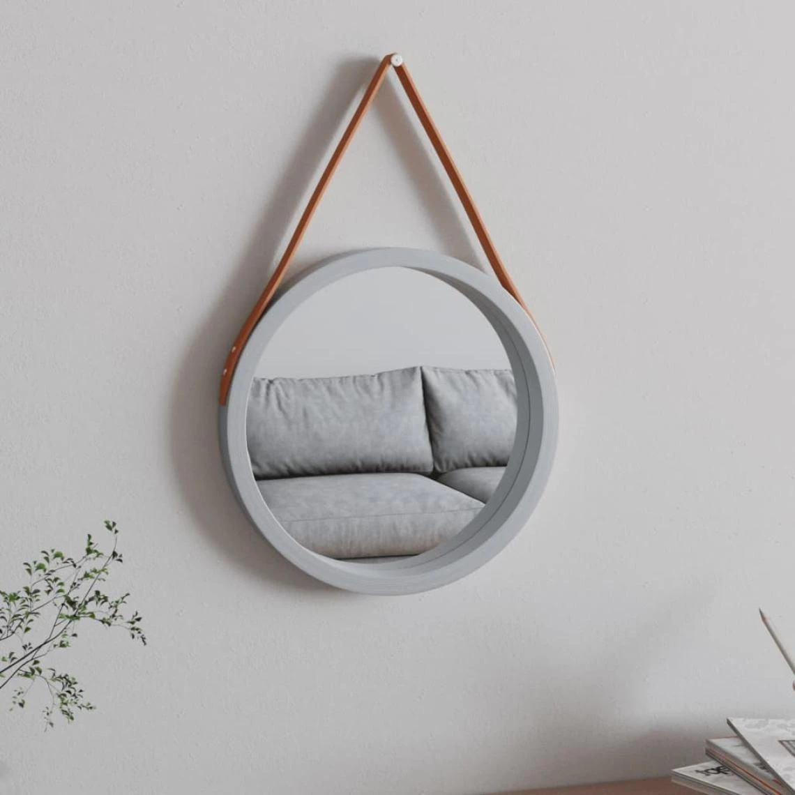 VidaXL Miroir Mural Avec Sangle Argenté Ø 35 Cm 3 VidaXL Miroir Mural Avec Sangle Argenté Ø 35 Cm
