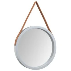 Alternative view of VidaXL Miroir Mural Avec Sangle Argenté Ø 35 Cm