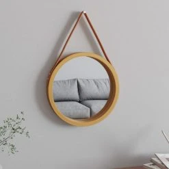VidaXL Miroir Mural Avec Sangle Doré Ø 35 Cm
