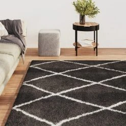 VidaXL Tapis Shaggy à Poils Longs Crème Et Anthracite 160x230 Cm