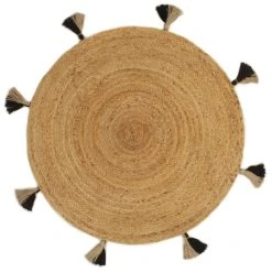 VidaXL Tapis Tressé Avec Glands 90 Cm Jute Rond